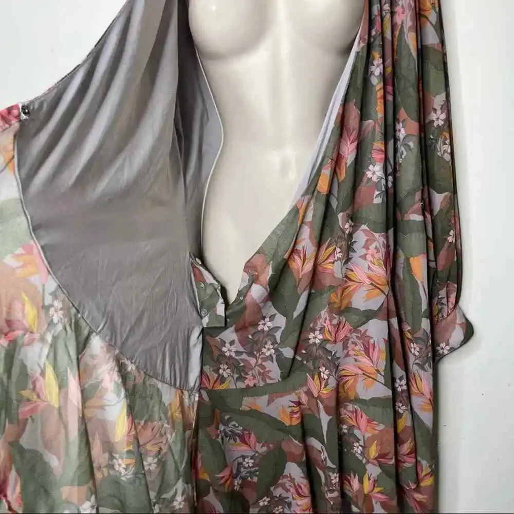 Badgley Mischka Multi Floral Wrap Dress sz 16 - Picture 10 of 11